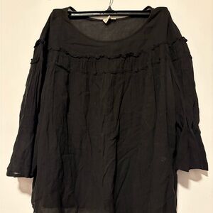 GAP Black Ruffled Flutter Sleeve Blouse